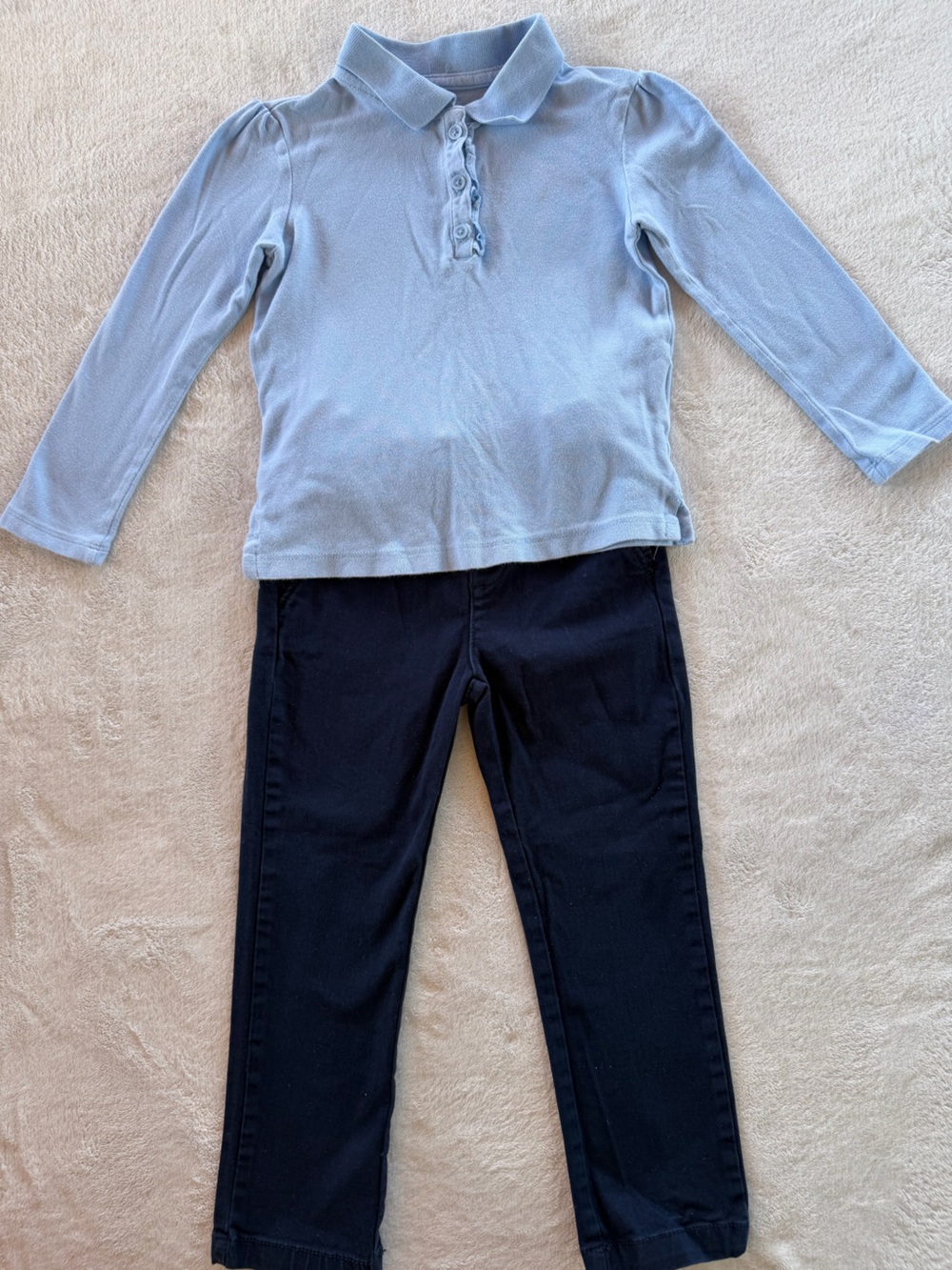 Uniform-Girls Light Blue Polo Top and Navy Pants Set Size 4T - Picture 1 of 11